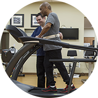 Miltary Physical Therapy Man on Treadmill Rehab