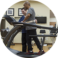 Miltary Physical Therapy Man on Treadmill Rehab