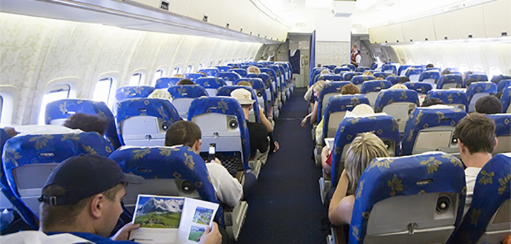 View of passengers sitting in an airplane